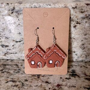 Gingerbread House Christmas Polymer Clay Earrings